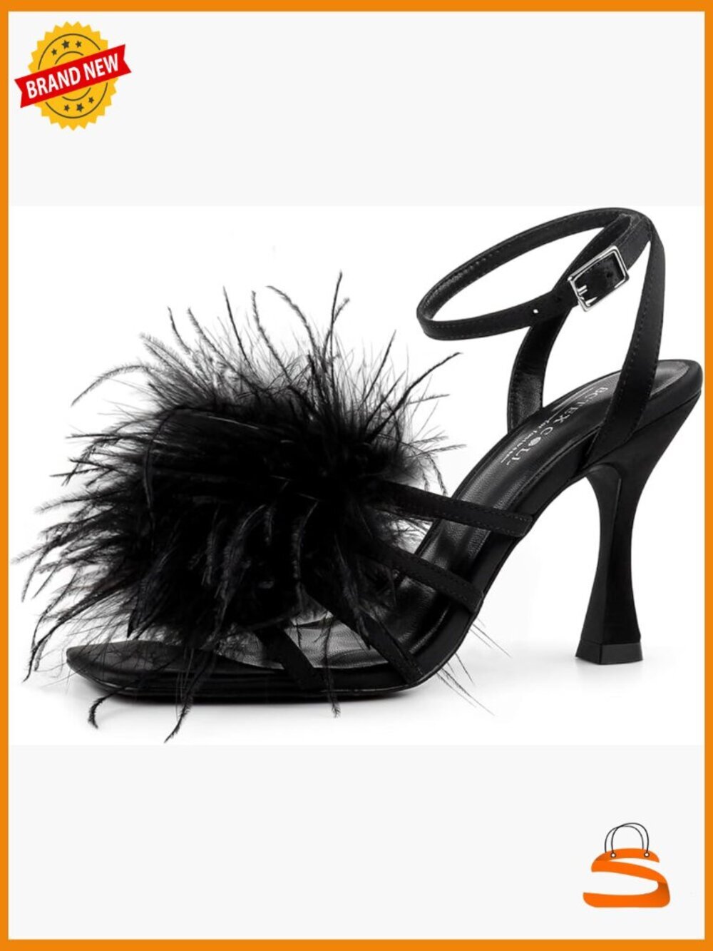 Satin Stiletto Heels with Fluffy Feathers